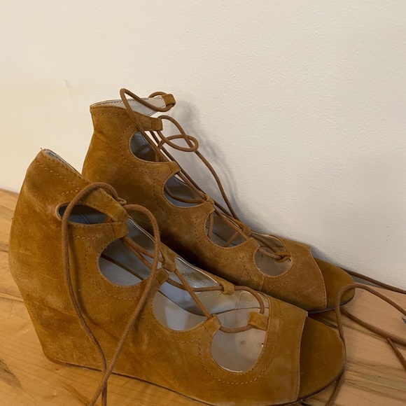 Zara suede lace up wedge sandals 38 - Picture 5 of 7